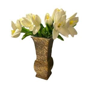 24 KT Gold 9” Tall Weeping Vase Made In USA Elegant Home Decor Entry Way Gift
